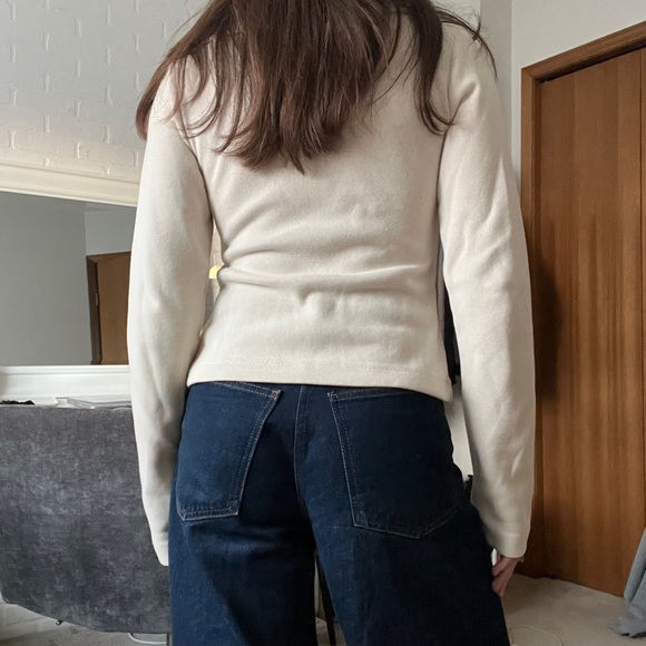 Oak + Fort Cream Zip-Up Collared Sweater - Picture 3 of 9
